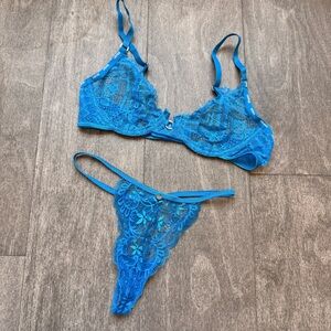 Lounge Blue Lace Lingerie Set